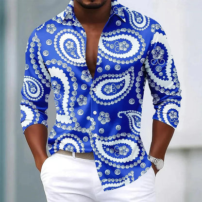 Men's Paisley Floral Print Shirt Fashionable Retro Casual Comfortable Soft Top for Social Party Holiday Clothing