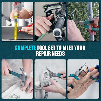 Tool Kit 206PCS with Drill - 12V Cordless Power Drill Combo Home Tool Set - Portable Basic General Household Toolbox for Repair
