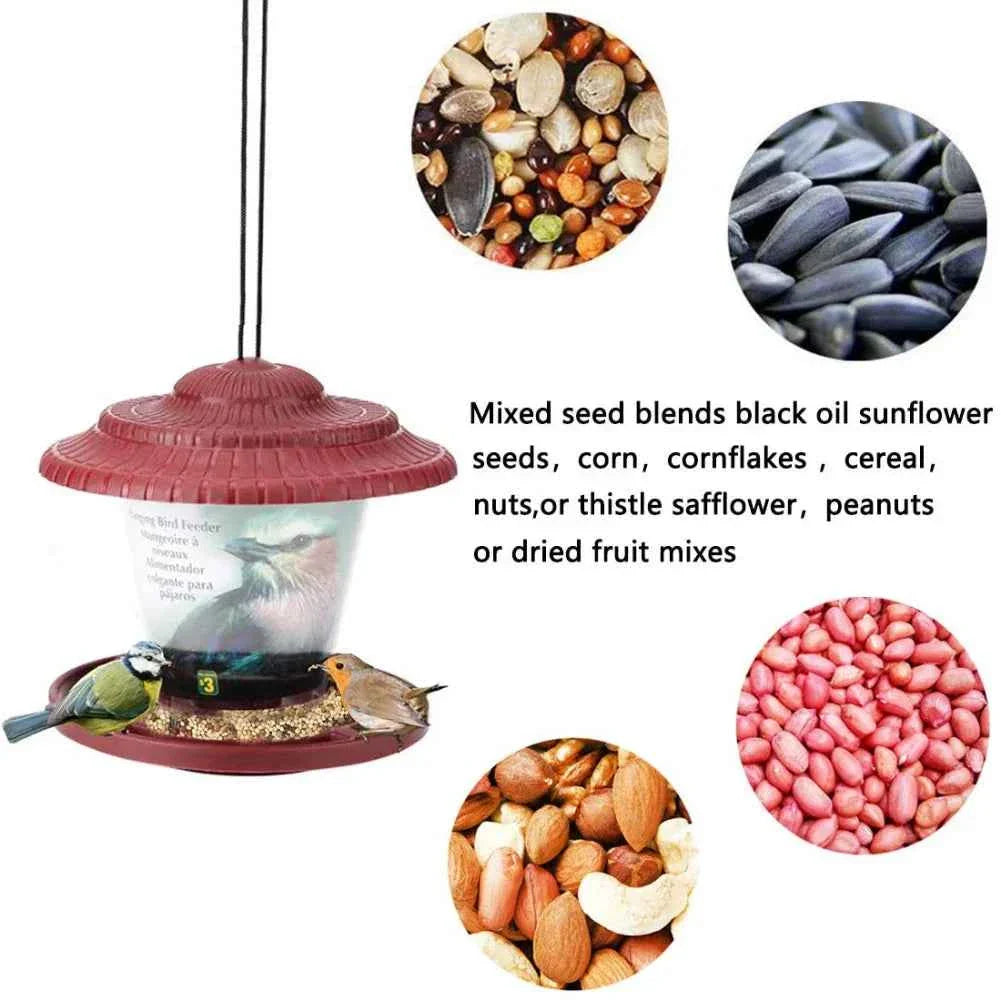 Hanging Wild Bird Feeder Outdoor Pet Food Dispenser Multiple Holes Bird Feeder Automatic Foot Feeding Tool for Flying Animals