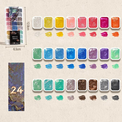 12/24/35/48Color Pearlescent Solid Watercolor Paint Multifunctional Painting Tool Set Painting Paint DIY Watercolor Sets