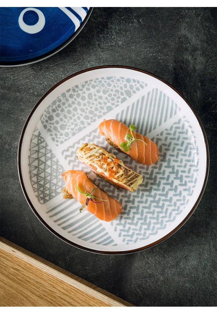 Japanese Ceramic Plate Household Turnip Plate Deep Plates Shallow Plate Turnip Dish Restaurant Hotel Creative Tableware Cooking