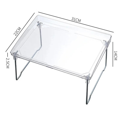 Foldable Desktop Storage Shelf Easy To Assemble  Multifunction Large Space Stackable Space Saving Stylish for Bathroom
