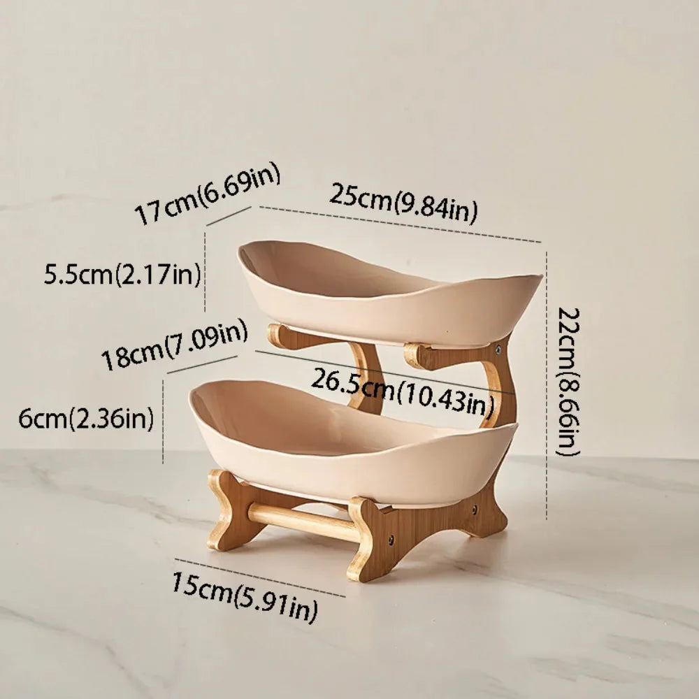 Snack Plates Plastic Material Fruit Plate Creative Design 2 Layer Candy Dish Modern Style Salad Bowl Snack Dish Living Room