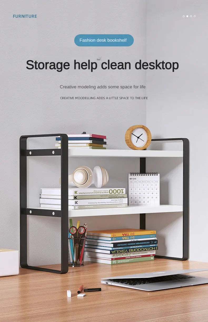 Shelf Desktop Storage  Bookshelf Student Desk Shelves Racks Office Computer Desk Tiered Cabinet Home Storage Holders Organizer