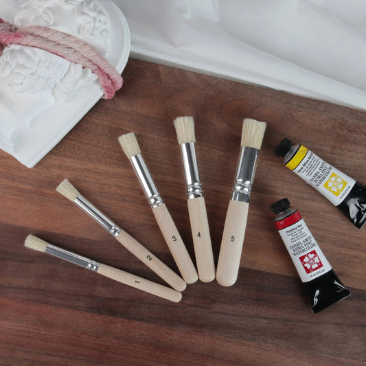 SeamiArt 5Pcs Bristle Paint Brushes Round Head Gouache Watercolor Oil Acrylic Painting Tools Brush Tip Pen for Art Supplies