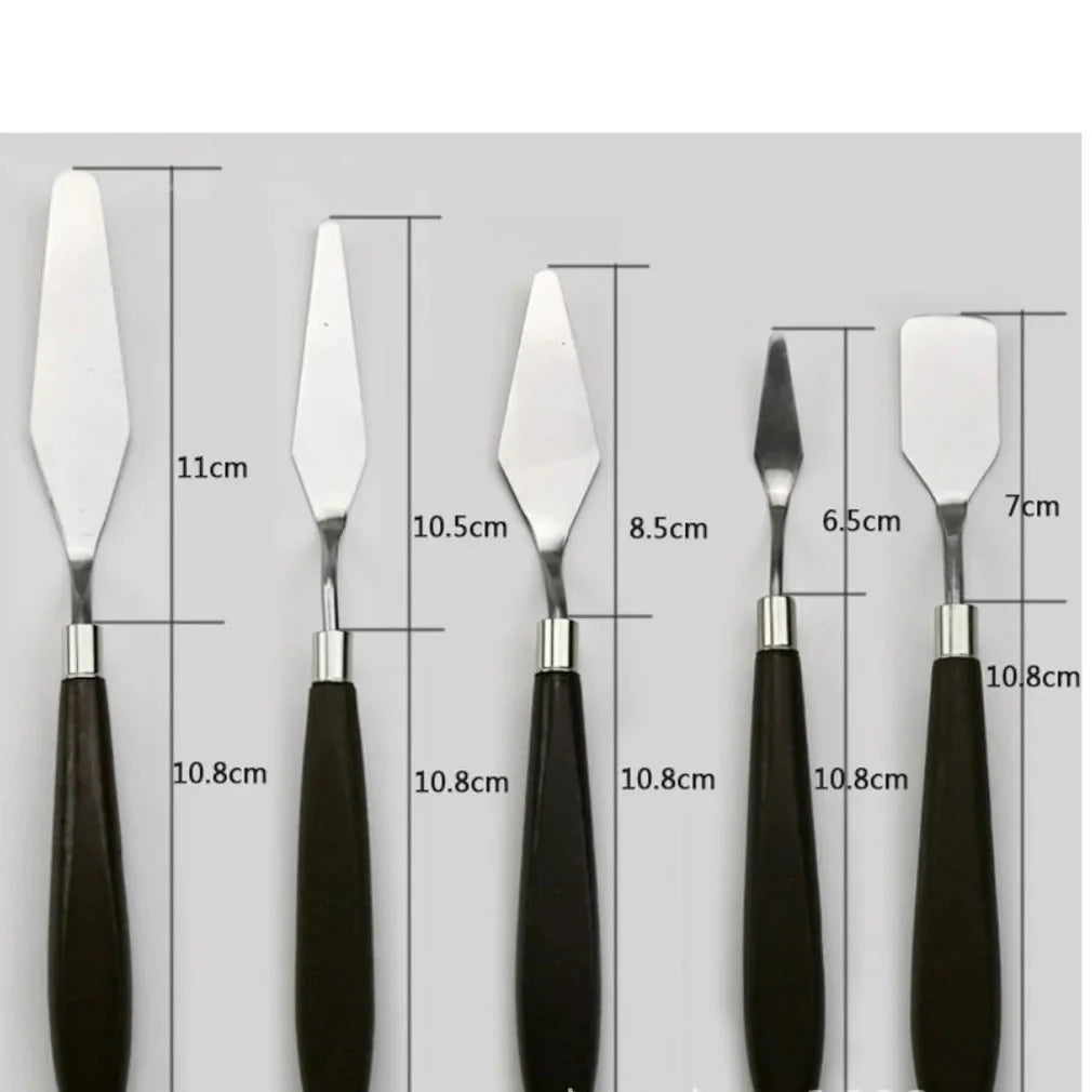 Hot 5PCS Stainless Steel Scraper Spatula Art Supplies for Artist Canva Oil Paint Color Mixing Palette Knife Painting Wholesale