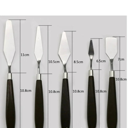 Hot 5PCS Stainless Steel Scraper Spatula Art Supplies for Artist Canva Oil Paint Color Mixing Palette Knife Painting Wholesale