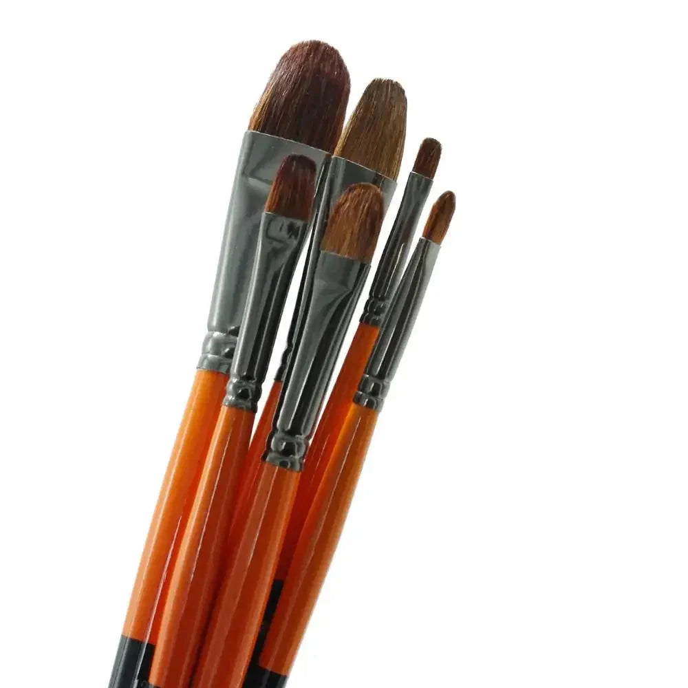 6pcs/set Wool hair Artist Watercolor Brushes Acrylic Oil Brushes Gouache Painting Brush Professional Paint Brush Art supplies