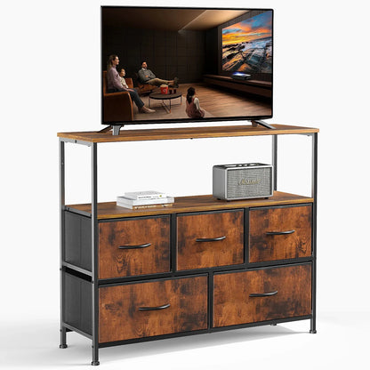 Dresser for Bedroom Storage Drawers, Fabric Storage Tower with 2/4/5/6/7/8/9/10 Drawers Sturdy Metal Frame