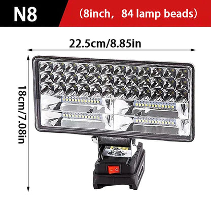 For Dewalt 18V Li-ion Battery LED Work Light 3/4 Inch Flashlight Portable Emergency Flood Lamp Camping Lamp