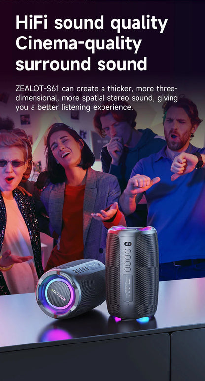 S61 Bluetooth Speaker,with IPX6 Waterproof Protection and Outdoor Bass Sound for Backyard and Beach Party,10W Loudspeaker