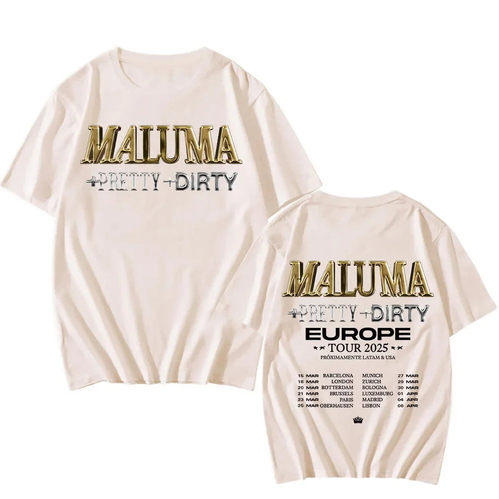 Rapper Maluma T-shirts Maluma +pretty+dirty Europet Tour 2025 Tshirt Men Women Cotton Tees Y2k Unisex Retro Harajuku Top Clothes