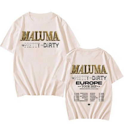 Rapper Maluma T-shirts Maluma +pretty+dirty Europet Tour 2025 Tshirt Men Women Cotton Tees Y2k Unisex Retro Harajuku Top Clothes
