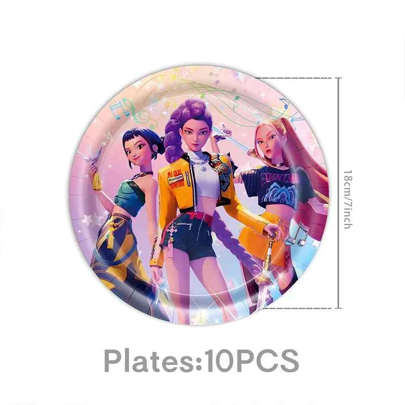 K-Pop Demon Hunters Birthday Decorations Girls Birthday Party Tableware Balloons Set Cup Plates Girls Favor Kpop Warriors Supply