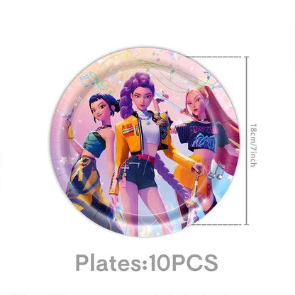 K-Pop Demon Hunters Birthday Decorations Girls Birthday Party Tableware Balloons Set Cup Plates Girls Favor Kpop Warriors Supply