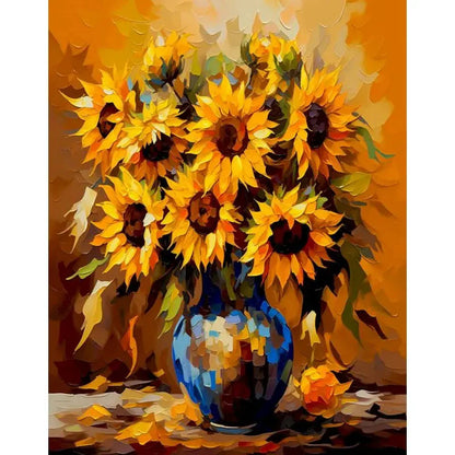 GATYZTORY Paint By Number yellow Flower Landscape Oil Painting On Canvas Floral Handmade Modern Diy Unique Gift
