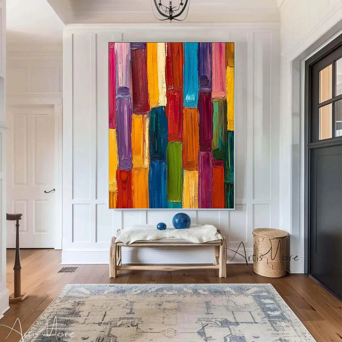 Texture Handmade Painting on Canvas Abstract Colorful Modern Minimalism Wall Art Decor Large