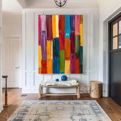 Texture Handmade Painting on Canvas Abstract Colorful Modern Minimalism Wall Art Decor Large