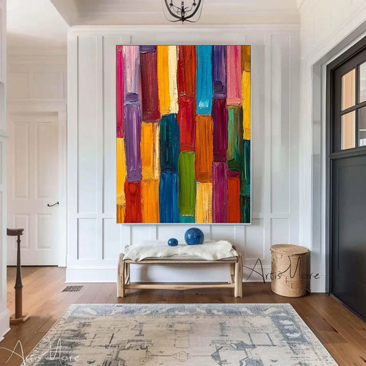 Texture Handmade Painting on Canvas Abstract Colorful Modern Minimalism Wall Art Decor Large