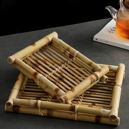 Bamboo Woven Trays Thai & Japanese Restaurant Serving Plates for Snacks, Desserts, Fried Food Eco-Friendly Service Set