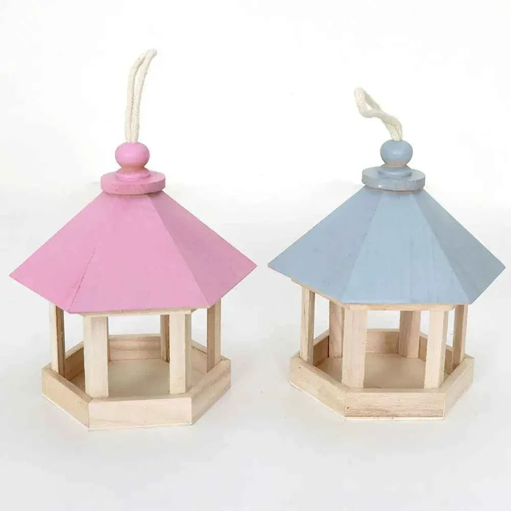 Wooden House Bird Feeder Outdoor Wooden Birds House Hanging Feeding Station Hollow Bird Feeder Food Container for Garden Park