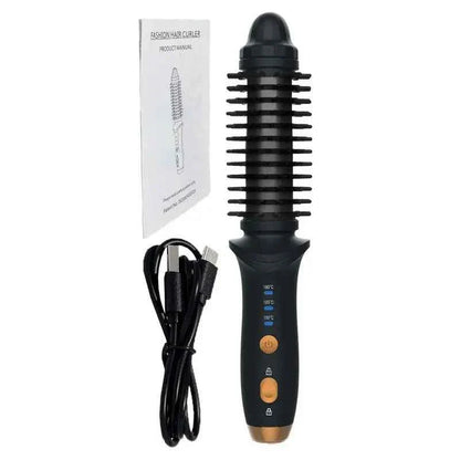 Cordless Hair curling wands USB rechargeable cordless curling iron Electric Heated Hair Curling Round Brush Hair Styling Tool