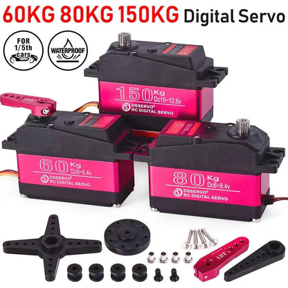 RC Steering Servo High Torque Servo Waterproof 60Kg 80Kg 150Kg 1/5 1/6 servo HV Metal Digital for  HPI Baja 5B SS RC Car