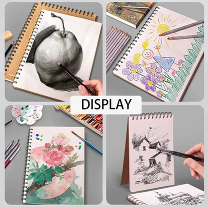 High Quality Kraft Paper Art Sketchbook A4/8K/16K/32K/A3 Flip-up Drawing Notepad 30Sheets/60Pages Spiral Notebook Art Supplies