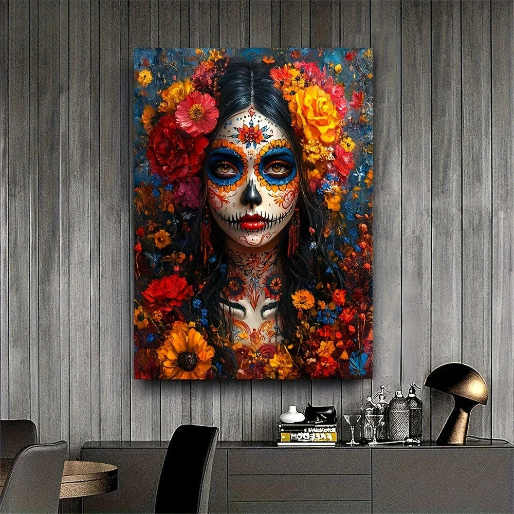 Unique Skull Flower Hair Woman Oil Painting By Number Home Decoration Painting Wall for Bedroom Room Decor Gift Frameless