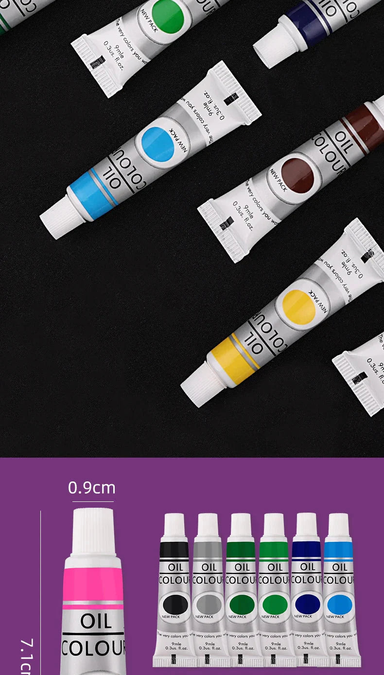 9mL, Oil Paint Set for Fabric Clothing, Nail Glass Drawing, Waterproof Art Supplies,12 Colors, Wholesale