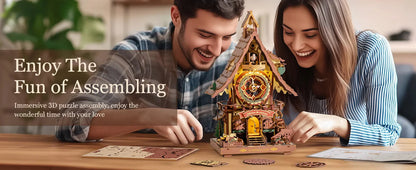Robotime ROKR Cuckoo Clock Mechanical 3D Wooden Puzzle Christmas Cuckoo Clock Building Kit Holiday DIY Project for Teens Adults