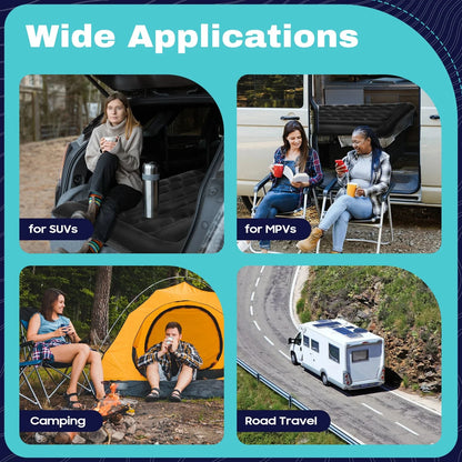 Car Mattress, SUV Car Air Mattresses with 2 Cushions and Pump, Thicker Air Bed for Travel, Camping, Removable Home Furniture