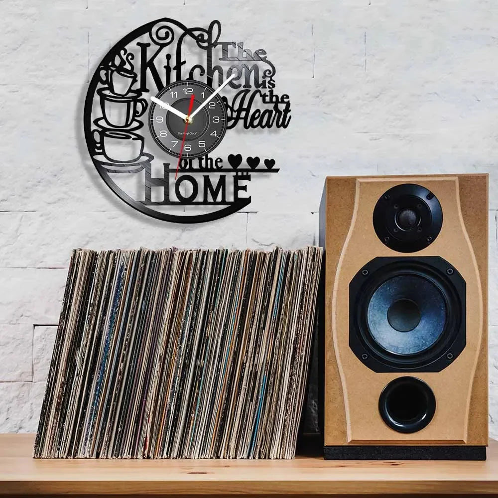 The Kitchen The Heart Of The Home Inspired Vinyl Record Clock Modern Design Vinyl Wall Watch Kitchen Decor Noiseless Timepieces