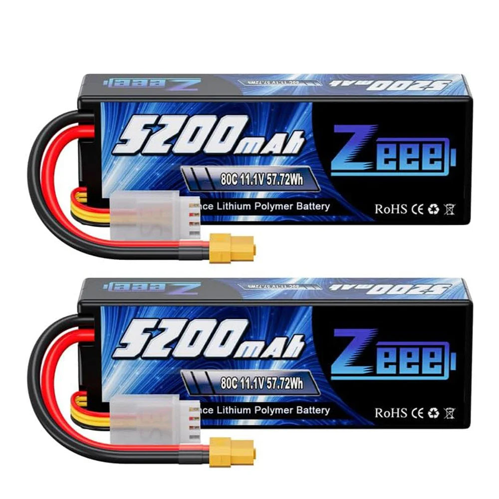 Zeee 3S LiPo RC Battery 11.1V 5200mAh 80C Hardcase w/ Plugs