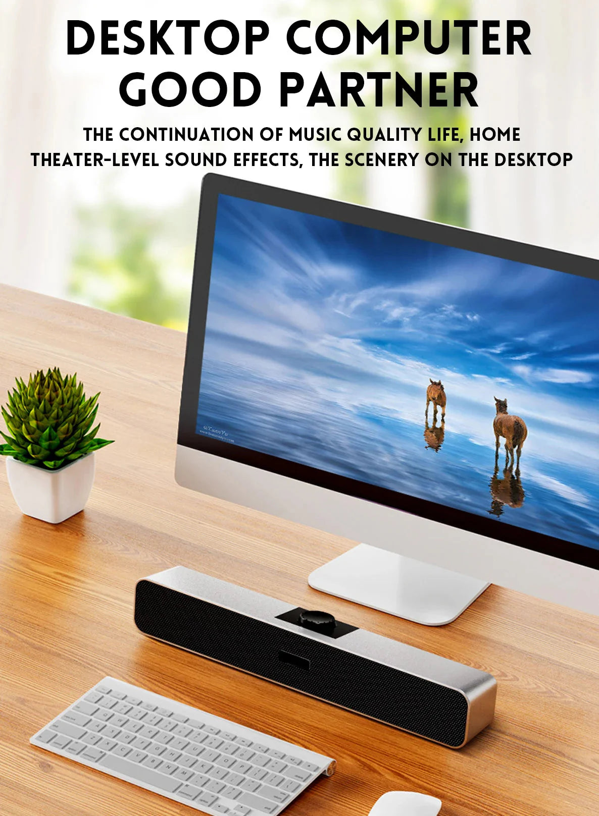 B Computer Speakers with 3.5 mm Aux, Small PC Speakers Powered by USB, USB Soundbar for Monitor，Wired USB Desktop Speaker,