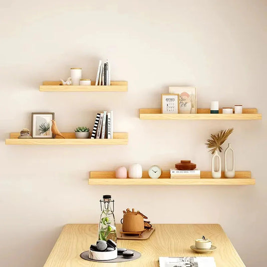 Wooden Floating Shelf Wall Mounted U-shaped Shelf Display Stand For Living Room Bathroom Kitchen Organizer Storage Rack