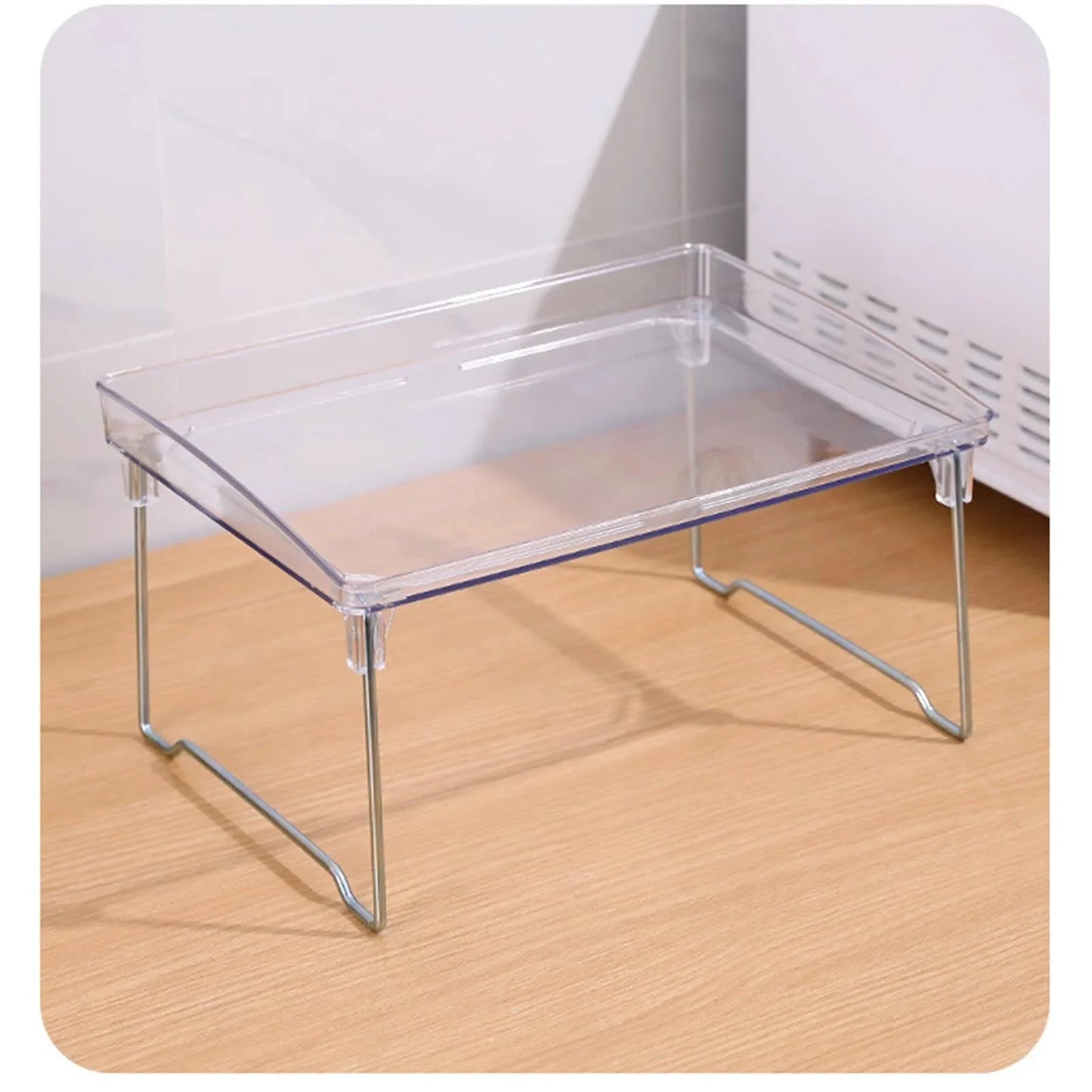 Foldable Desktop Storage Shelf Easy To Assemble  Multifunction Large Space Stackable Space Saving Stylish for Bathroom
