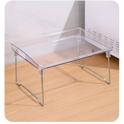 Foldable Desktop Storage Shelf Easy To Assemble  Multifunction Large Space Stackable Space Saving Stylish for Bathroom