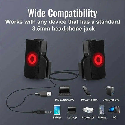 OUTMIX 1 Pair Mini Portable Clipon USB Stereo Speakers line Controller Soundbar for Laptop Mp3 Phone Music Player PC with Clip