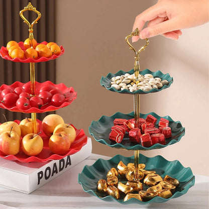 Plastic Dessert Display Table Wavy European And American Style Buffet Tea Break Cake Dessert Service Tray Fruit Plate Display