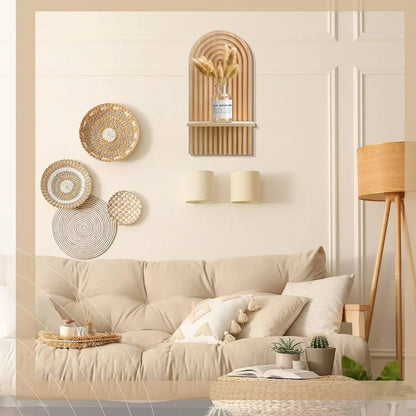 Boho Wooden Shelves for Wall Decorative Book Floating Wall Shelf for Living Room Bathroom Bedroom Classroom Office Nursery Home