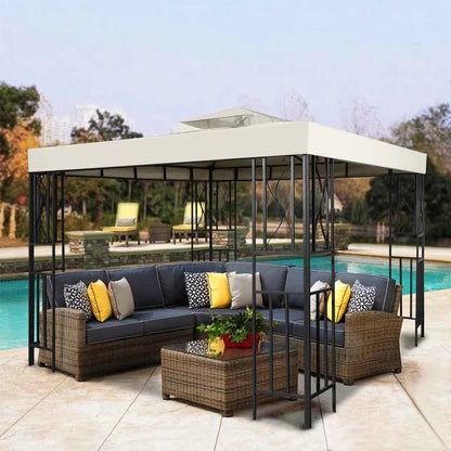 3x3m 2-Tier Garden Gazebo Replacement Canopy - Waterproof Oxford Patio Tent Roof