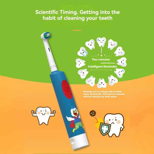 Kids Electric Toothbrush Colorful Cartoon Soft Bristle Rounded Vibrate Heads Teeth Brush Gum Care Battery Power 3-15 Years Old