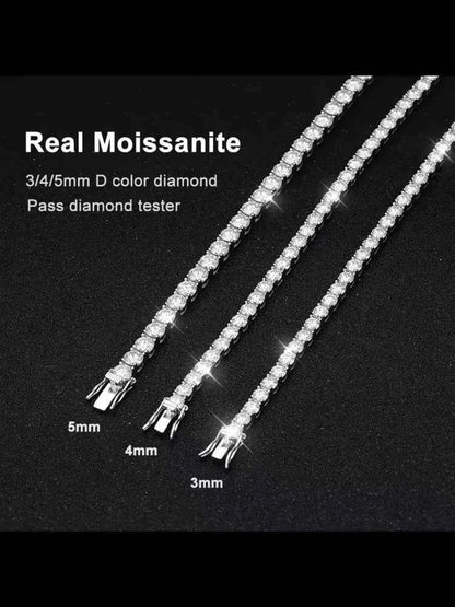 100% Real Moissanite Tennis Bracelet 925 Sterling Silver Plated 18K Gold with GRA Bracelet for Women Man Sparkling Party Jewelry