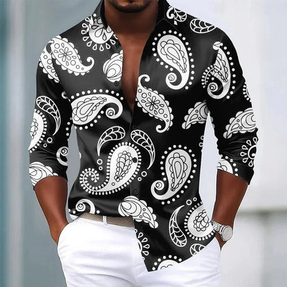 Men's Paisley Floral Print Shirt Fashionable Retro Casual Comfortable Soft Top for Social Party Holiday Clothing