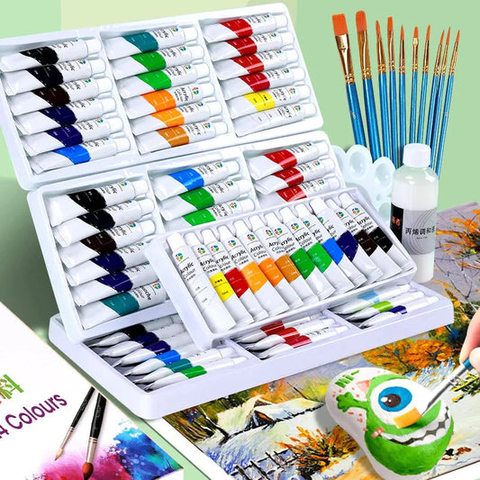 Acrylic Pigment 12/18/24/36 Colors 12ml Set Children's Painting And Oil Painting Beginners Non-Toxic Quick Drying Art Supplies