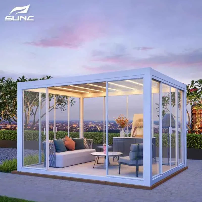 VMotorized Retractable Roof Pergola - Automatic PVC Gazebo & Metal Folding Roof System