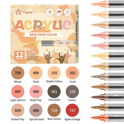 Skin Tones Art Markers,Soft Brush Tip Acrylic Paint Pens,Quick-Drying Waterproof for Sketching,Wood,Glass,Fabric,Rocks Painting