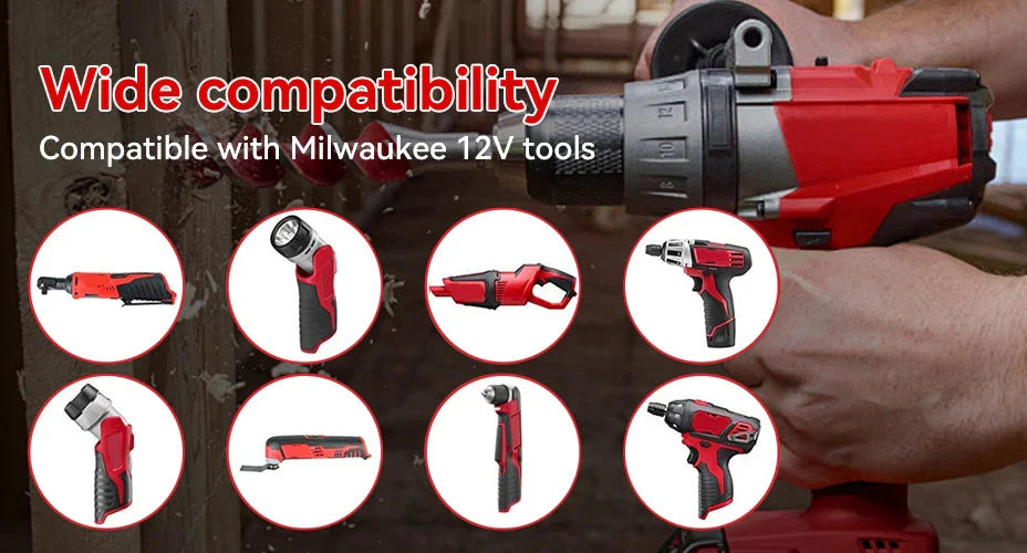 For Milwaukee 12V Tool Battery For Milwaukee M12 6000mAh Lithium Battery Impact Wrench Drill Power Tools Battery
