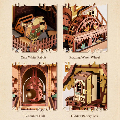 Robotime ROKR Cuckoo Clock Mechanical 3D Wooden Puzzle Christmas Cuckoo Clock Building Kit Holiday DIY Project for Teens Adults